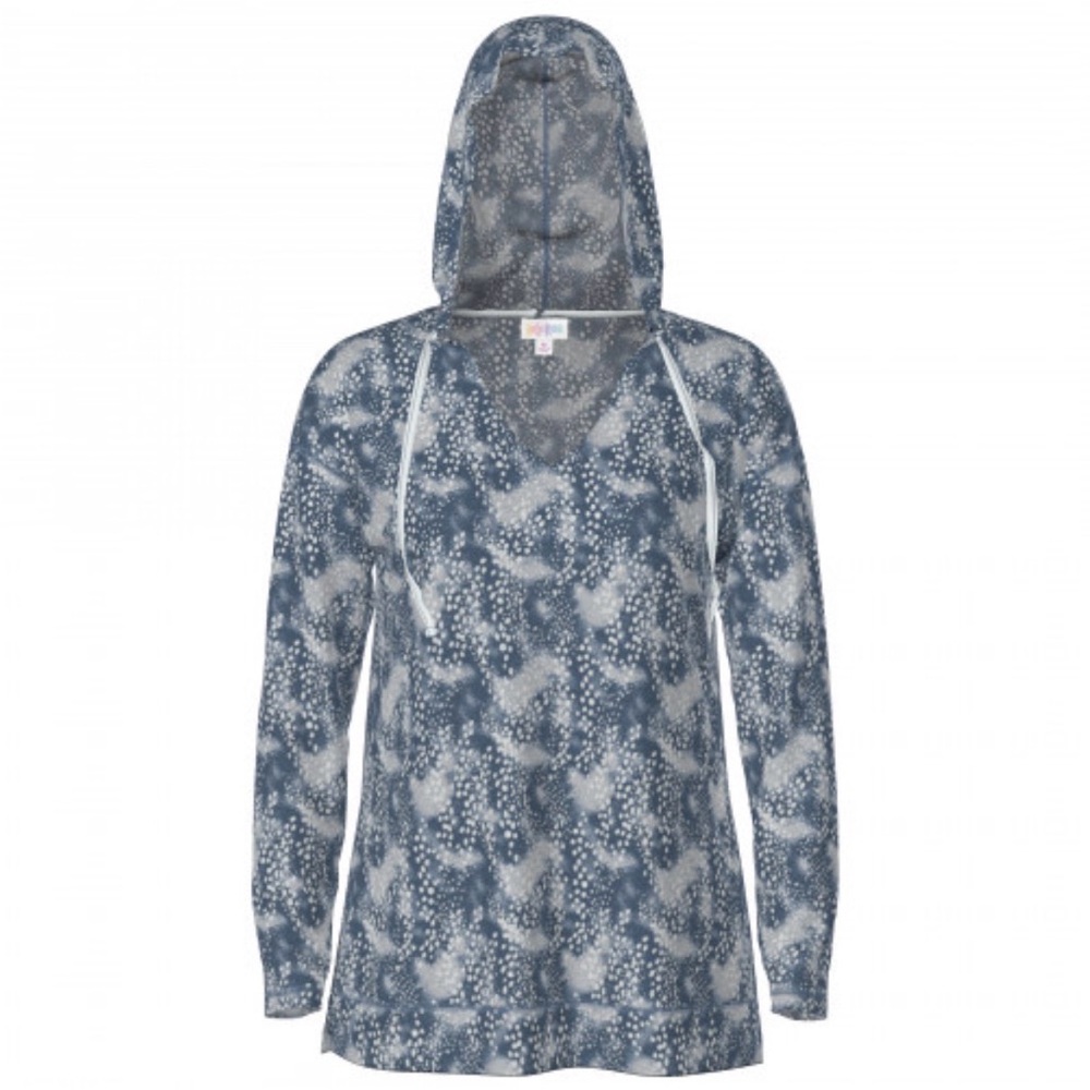 LuLaRoe Blue and White Hooded sweatshirt